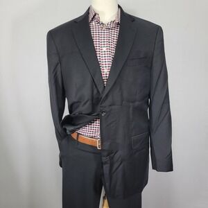Hart Schaffner Marx Men's Sport Coat Blazer Two Button Black Twill Wool 44L